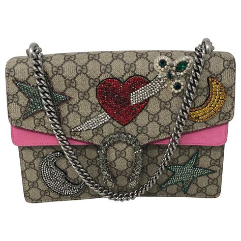 gucci rhinestone heart bag